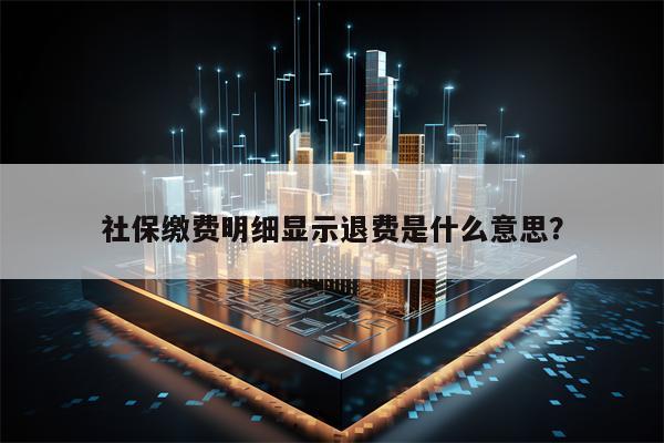 社保缴费明细显示退费是什么意思？